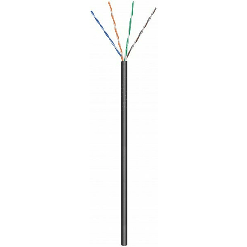 CAT6 Outdoor Netzwerkkabel, U/UTP, AWG 23/1 (Starrleiter), 305 Meter, Schwarz, CCA