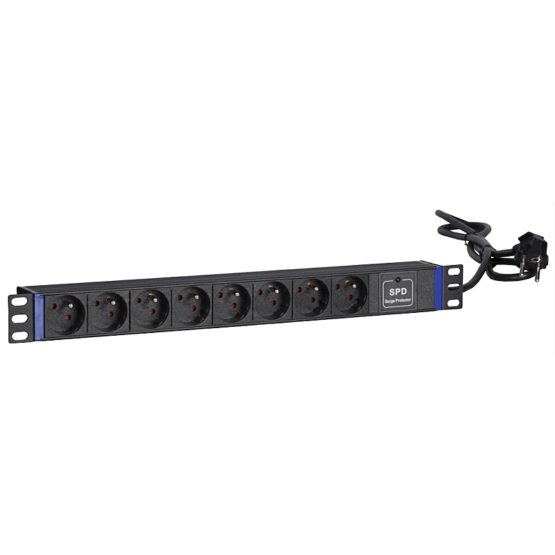 19” Steckdosenleiste - 8-fach - Surge Protection Device mit Erdungsstift