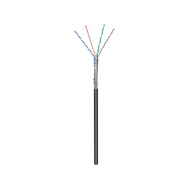 CAT6 SF/UTP 50m outdoor Netzwerkkabel auf Spule gewickelt flexibel Schwarz CCA