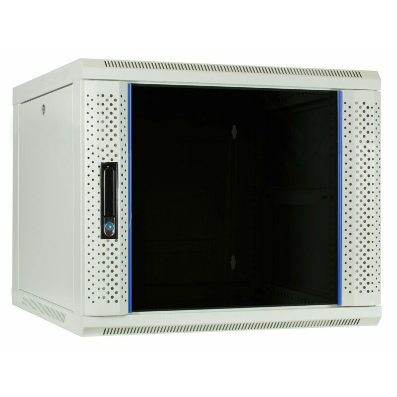 9 HE Serverschrank, Wandgehäuse mit Glastür (BxTxH) 600 x 600 x 500mm