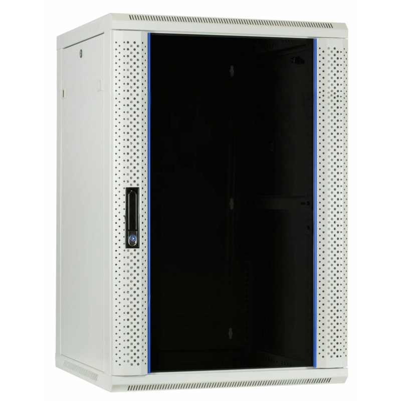 22 HE Serverschrank, Wandgehäuse mit Glastür (BxTxH) 600 x 600 x 1200mm weiß 