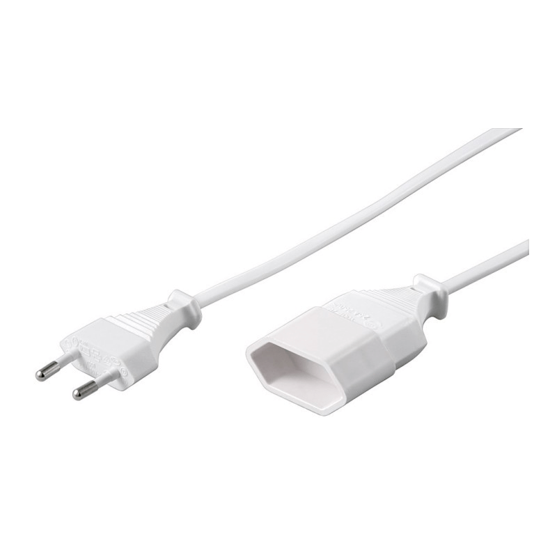 Stromkabel mit Eurostecker und Eurobuchse – Weiß - 5 Meter