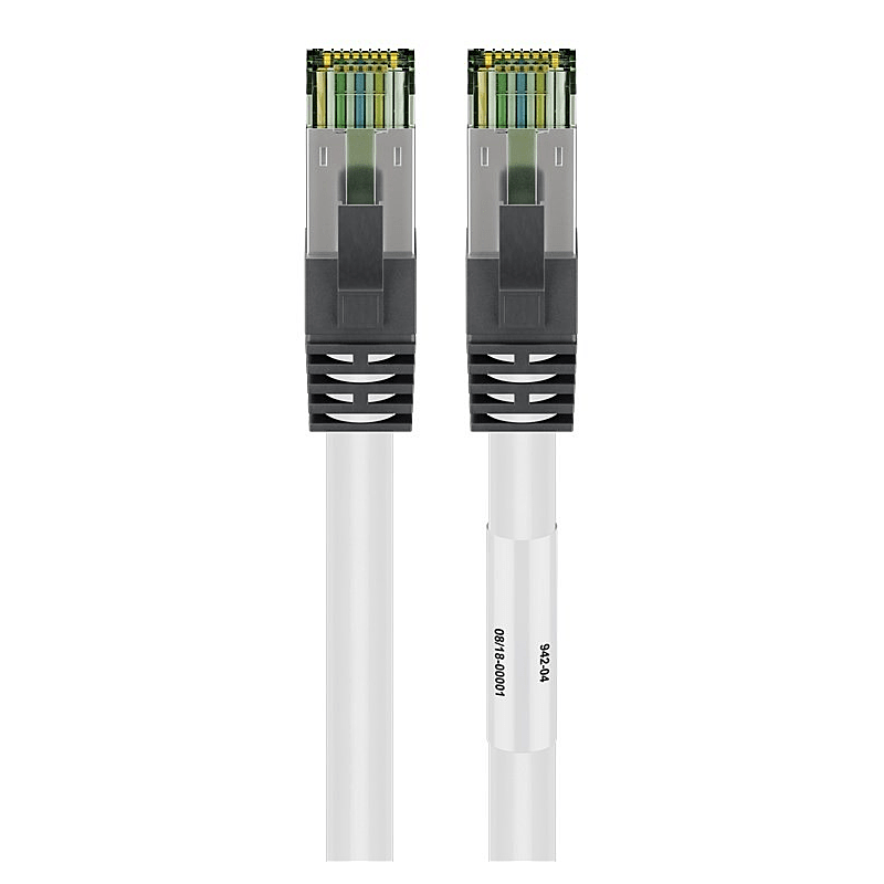 RJ45 Netzwerkkabel S/FTP (PiMF), mit CAT 8 Rohkabel, Weiß, 3m