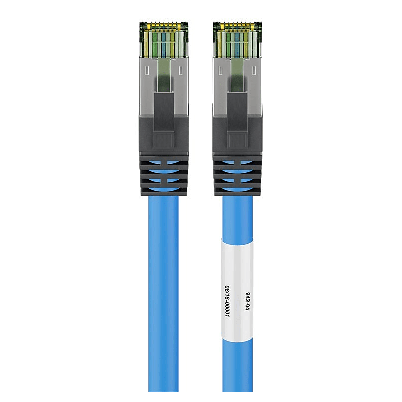RJ45 Netzwerkkabel S/FTP (PiMF), mit CAT 8 Rohkabel, Blau, 0,50m