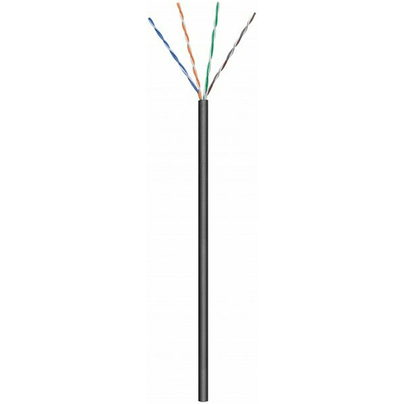 CAT6 Outdoor Netzwerkkabel, U/UTP, AWG 24/7 (Flexibel), 305 Meter, Schwarz, CCA