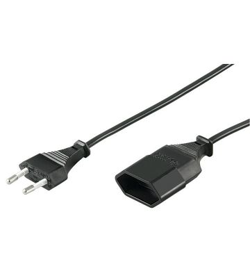 Stromkabel mit Eurostecker und Eurobuchse – Schwarz - 5 Meter