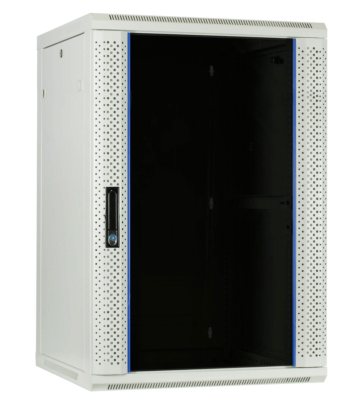 22 HE Serverschrank, Wandgehäuse mit Glastür (BxTxH) 600 x 600 x 1200mm weiß 