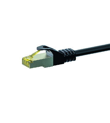 RJ45 Netzwerkkabel S/FTP (PiMF), mit CAT 7 Rohkabel, Schwarz, 0,25m