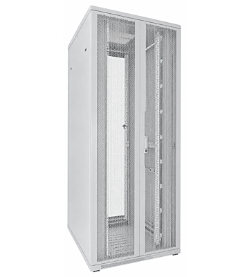 42 HE 19" Serverschrank, mit perforierten Doppelflügeltüren vorne und hinten, Weiß, (BxTxH) 800x1000x2000mm