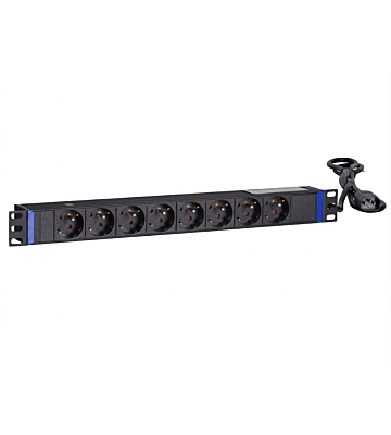 19” Steckdosenleiste mit C14 Stecker - 8-fach mit Erdungsstift