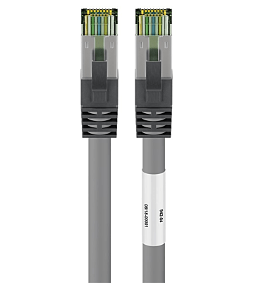 RJ45 Netzwerkkabel S/FTP (PiMF), mit CAT 8 Rohkabel, Grau, 0,50m
