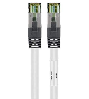 RJ45 Netzwerkkabel S/FTP (PiMF), mit CAT 8 Rohkabel, Weiß, 2m
