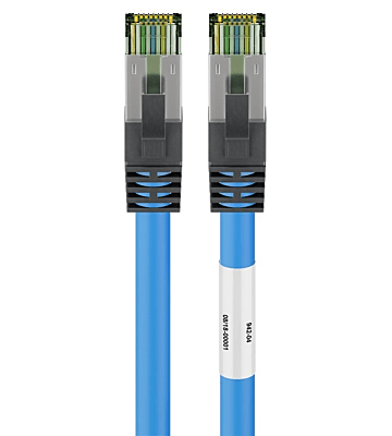 RJ45 Netzwerkkabel S/FTP (PiMF), mit CAT 8 Rohkabel, Blau, 0,50m