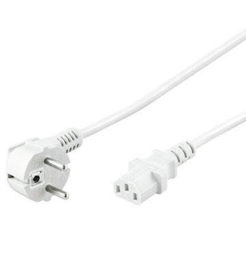 Netzkabel mit Schukostecker – C13-Kupplung –Weiß – 1,5 Meter