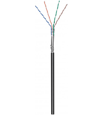 CAT6 Outdoor Netzwerkkabel, SF/UTP, AWG 26/7 (Flexibel), 100 Meter, Schwarz, CCA
