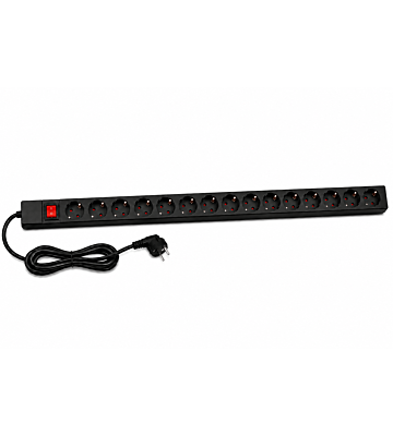 15-fach Steckdosenleiste für vertikale Montage mit Erdungsstift