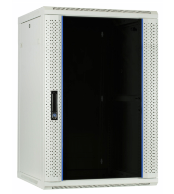 27 HE Serverschrank, Wandgehäuse mit Glastür (BxTxH) 600 x 600 x 1400mm weiß 
