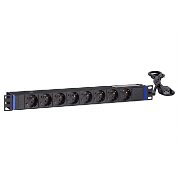 19” Steckdosenleiste mit C14 Stecker - 8-fach mit Erdungsstift
