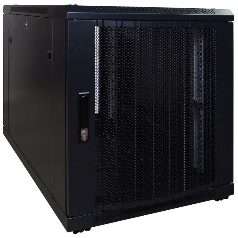 12 HE, kleiner Serverschrank, mit perforierter Fronttür (BxTxH) 600 x 1000 x 720 mm