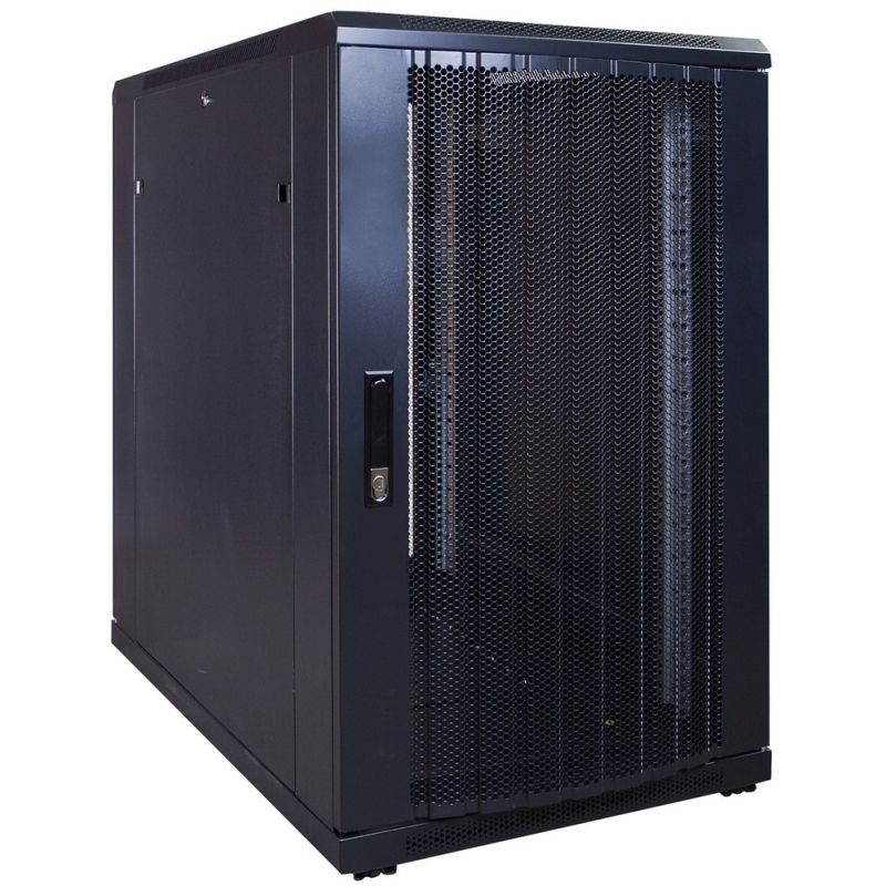 18 HE 19” Serverschrank, mit perforierter Fronttür (BxTxH) 600 x 1000 x 1000mm