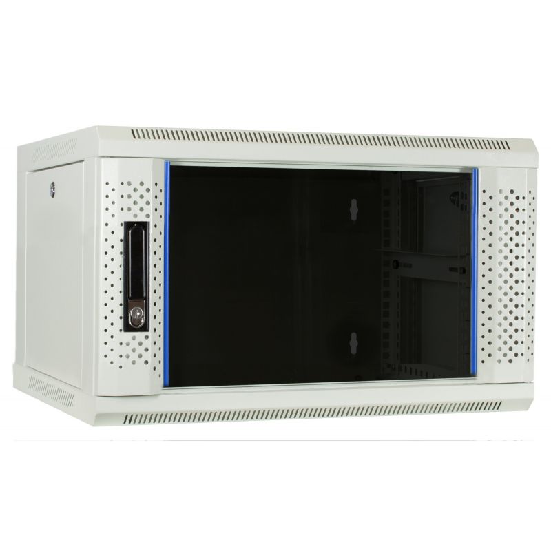 6 HE Serverschrank, Wandgehäuse, mit Glastür, Weiß, (BxTxH) 600 x 450 x 367 mm