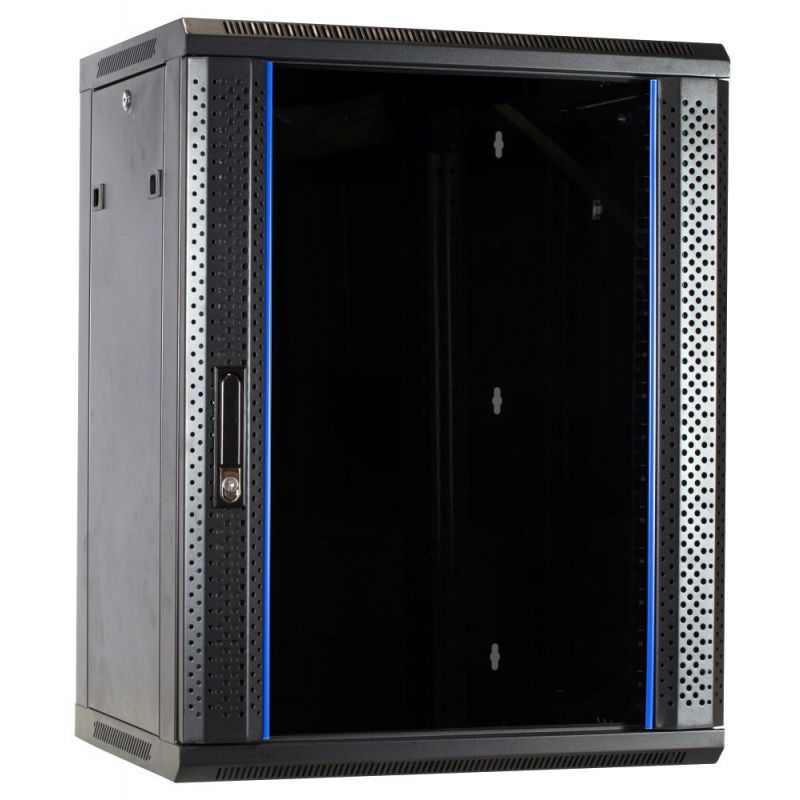 15 HE Serverschrank, Wandgehäuse, mit Glastür, nicht vormontiert (BxTxH) 600 x 450 x 770 mm