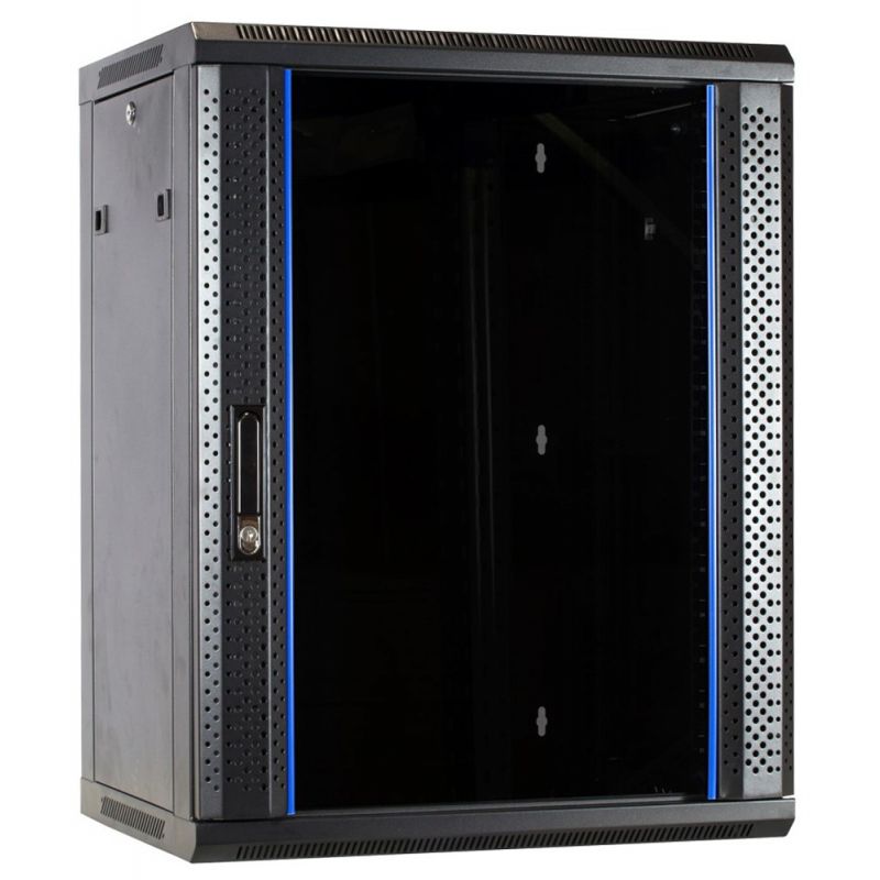 15 HE Serverschrank, Wandgehäuse, mit Glastür (BxTxH) 600 x 450 x 770 mm
