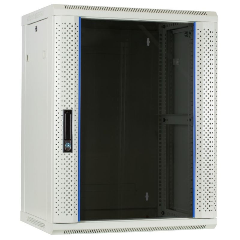 15 HE Serverschrank, Wandgehäuse, mit Glastür, Weiß, (BxTxH) 600 x 450 x 770mm