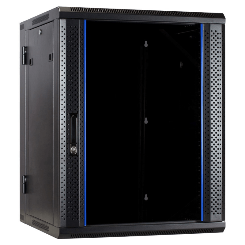 18 HE Serverschrank, wendbares Wandgehäuse mit Glastür (BxTxH) 600 x 600 x 1000mm