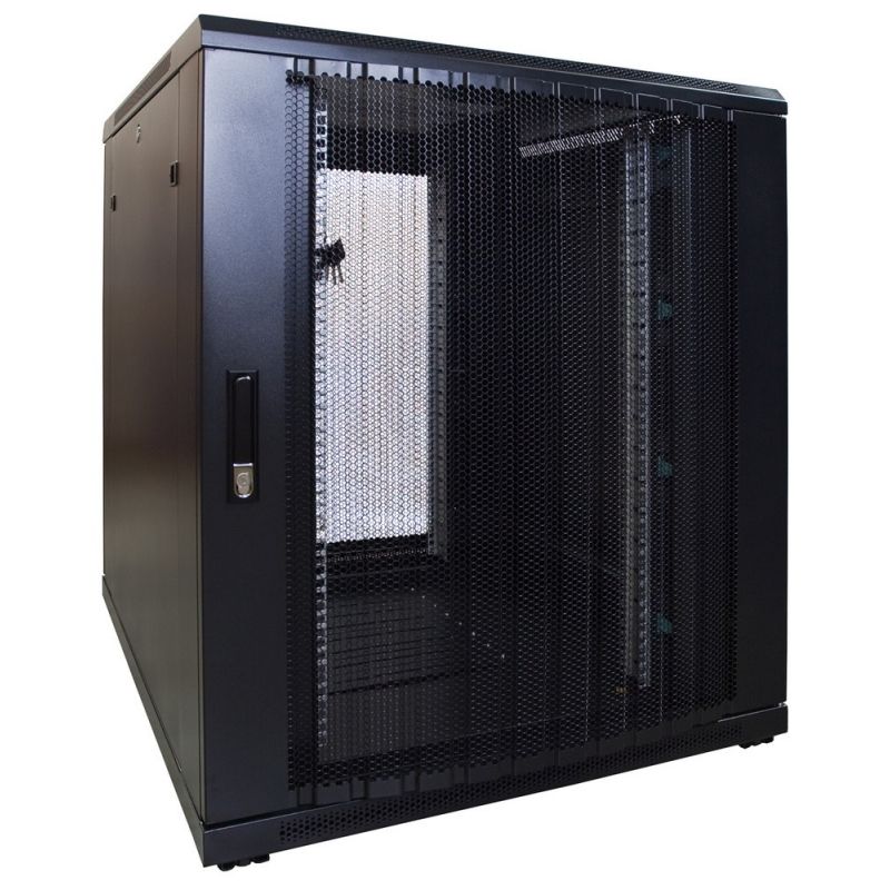 18 HE 19” Serverschrank, mit perforierter Fronttür (BxTxH) 800 x 1000 x 1000 mm