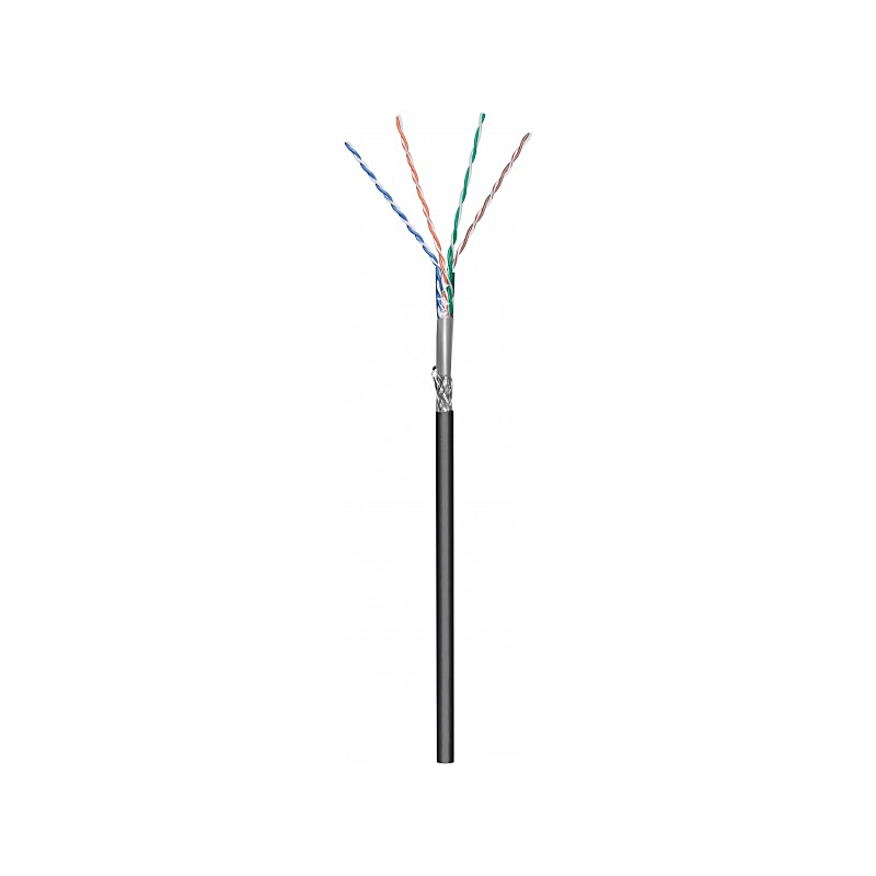 CAT6 SF/UTP 50m outdoor Netzwerkkabel auf Spule gewickelt starrleiter Schwarz CCA