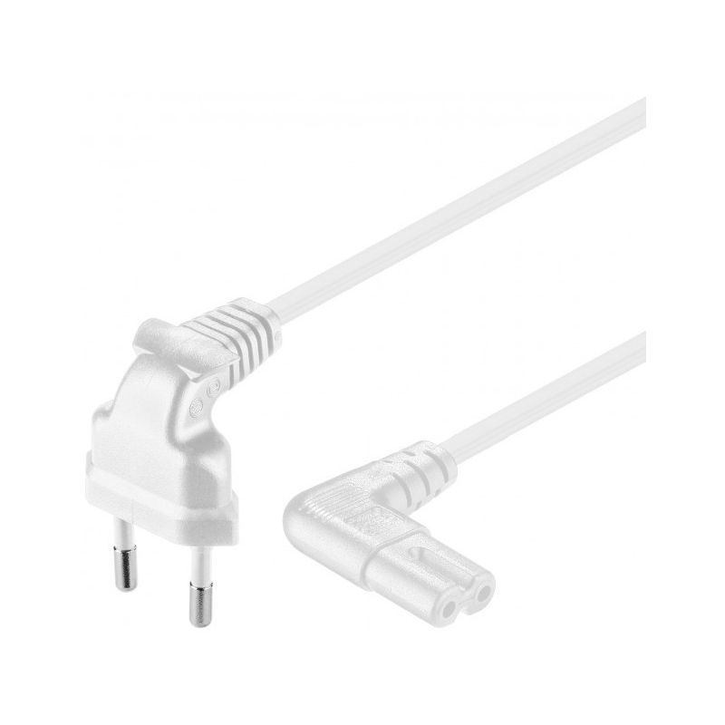 Stromkabel mit Eurostecker und Gerätebuchse C7 – Weiß - 2 Meter