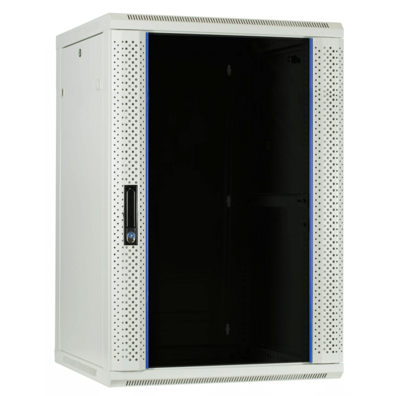 27 HE Serverschrank, Wandgehäuse mit Glastür (BxTxH) 600 x 600 x 1400mm weiß 