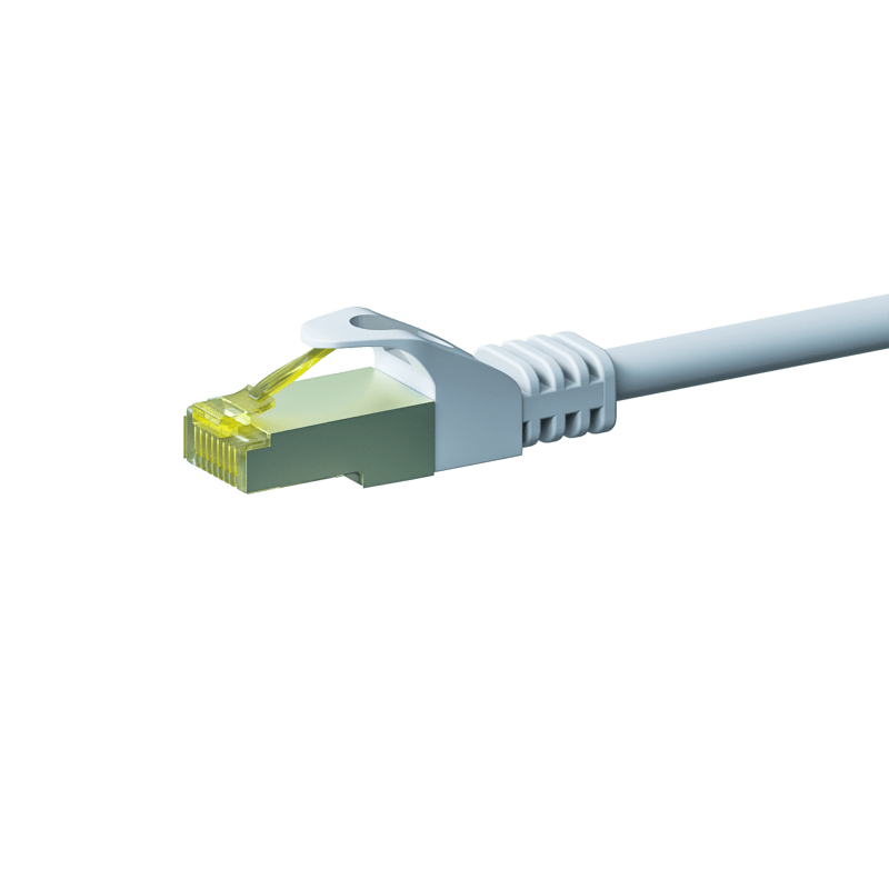 RJ45 Netzwerkkabel S/FTP (PiMF), mit CAT 7 Rohkabel, Weiß, 1m