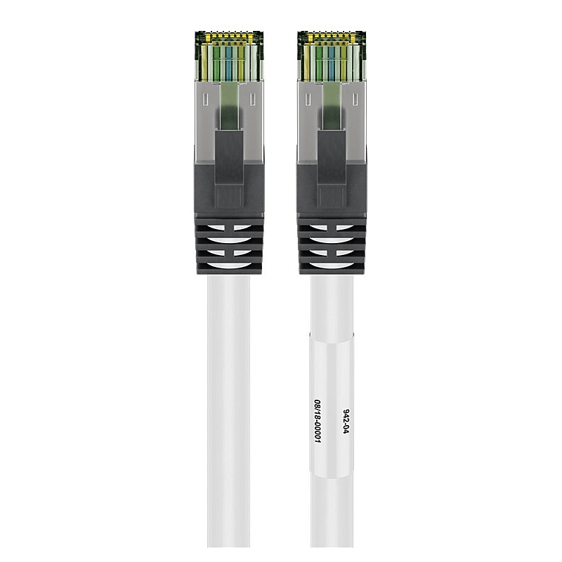 RJ45 Netzwerkkabel S/FTP (PiMF), mit CAT 8 Rohkabel, Weiß, 5m