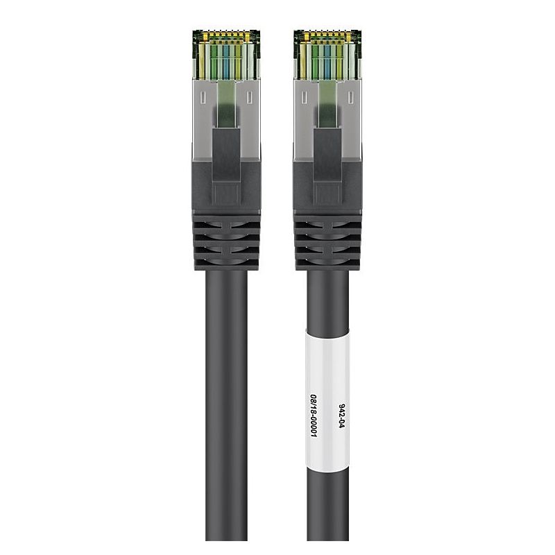 RJ45 Netzwerkkabel S/FTP (PiMF), mit CAT 8 Rohkabel, Schwarz, 3m