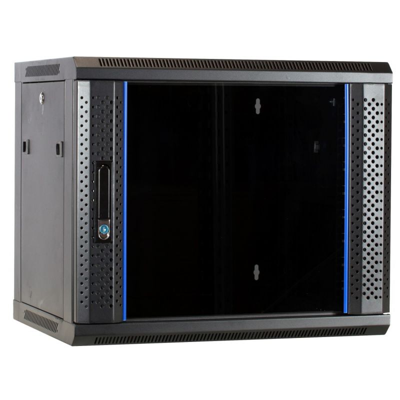 9 HE Serverschrank, Wandgehäuse, mit Glastür, nicht vormontiert (BxTxH) 600 x 450 x 500mm