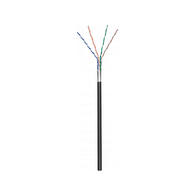 CAT5e Outdoor Netzwerkkabel, F/UTP, AWG 26/1 (Flexibel), 100 Meter, Schwarz, CCA